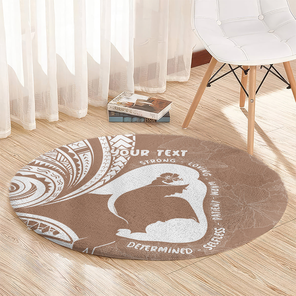 Mother's Day Round Carpet Polynesia Vintage Hibiscus - Brown LT7 - Polynesian Pride
