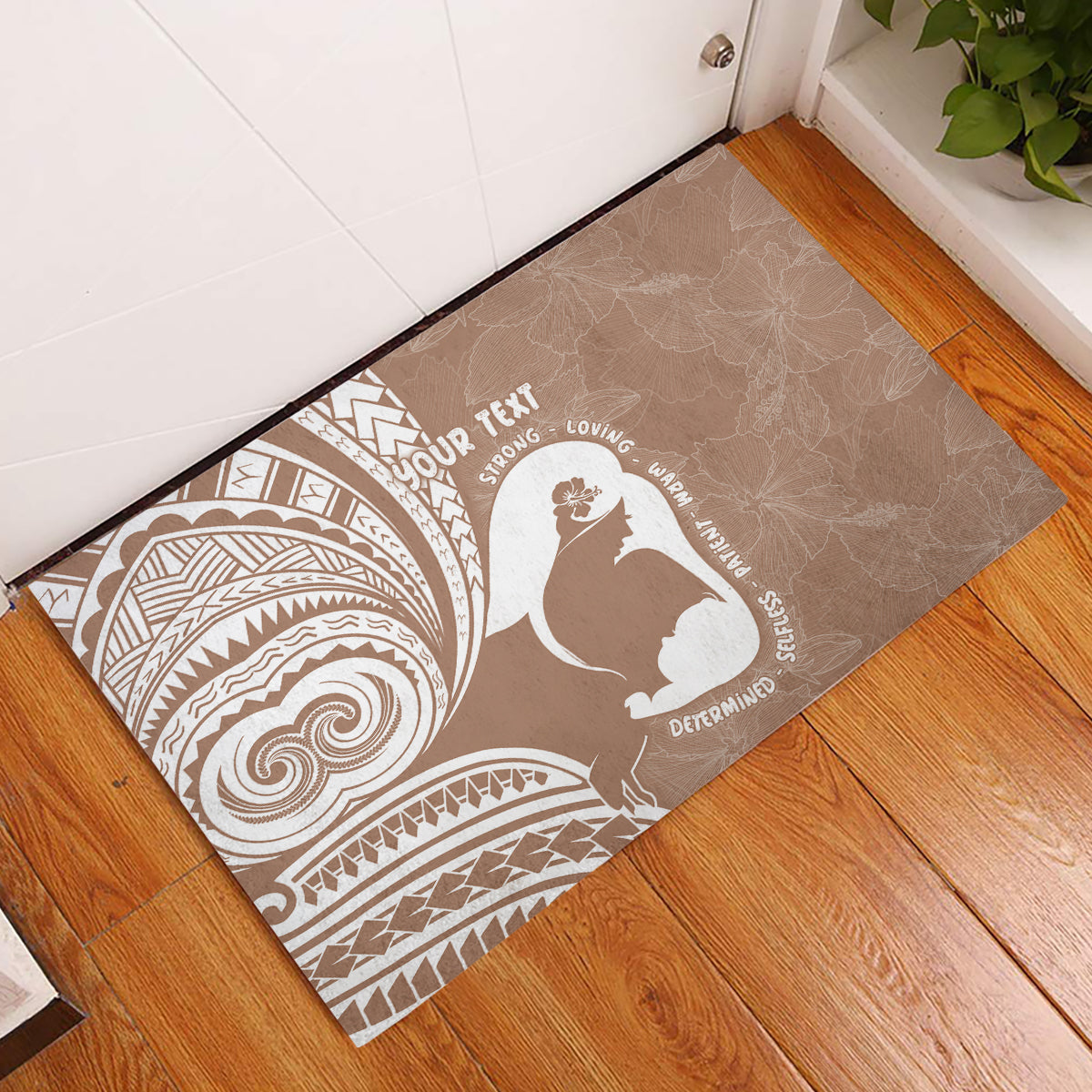 Mother's Day Rubber Doormat Polynesia Vintage Hibiscus - Brown LT7 Brown - Polynesian Pride