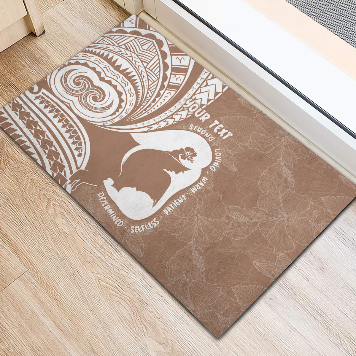 Mother's Day Rubber Doormat Polynesia Vintage Hibiscus - Brown LT7 - Polynesian Pride