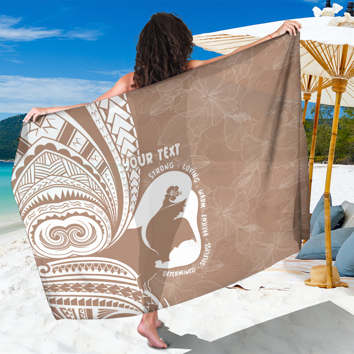 Mother's Day Sarong Polynesia Vintage Hibiscus - Brown LT7 One Size 44 x 66 inches Brown - Polynesian Pride