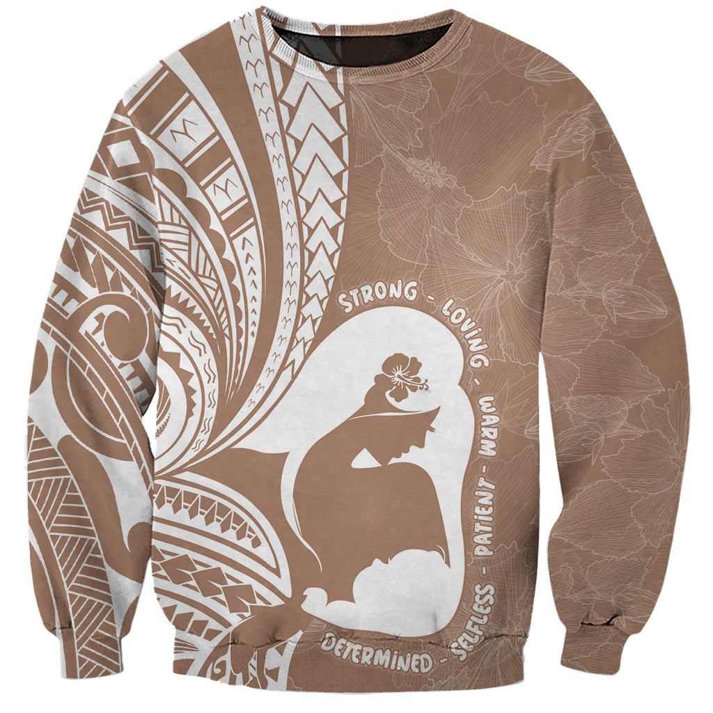 Mother's Day Sweatshirt Polynesia Vintage Hibiscus - Brown