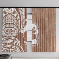 Mother's Day Window Curtain Polynesia Vintage Hibiscus - Brown LT7 With Hooks Brown - Polynesian Pride