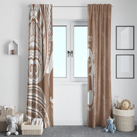 Mother's Day Window Curtain Polynesia Vintage Hibiscus - Brown LT7 - Polynesian Pride