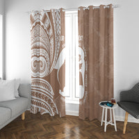 Mother's Day Window Curtain Polynesia Vintage Hibiscus - Brown LT7 With Grommets Brown - Polynesian Pride