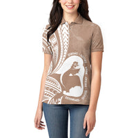 Mother's Day Women Polo Shirt Polynesia Vintage Hibiscus - Brown