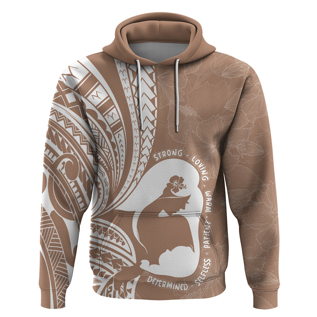 Mother's Day Zip Hoodie Polynesia Vintage Hibiscus - Brown