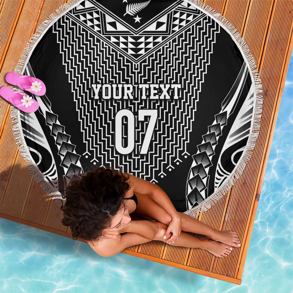 2025 Rugby Championship New Zealand Custom Beach Blanket Poutama Motifs - Polynesian Pride