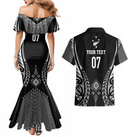 2025 Rugby Championship New Zealand Custom Couples Matching Mermaid Dress and Hawaiian Shirt Poutama Motifs - Polynesian Pride