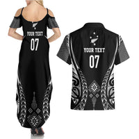 2025 Rugby Championship New Zealand Custom Couples Matching Summer Maxi Dress and Hawaiian Shirt Poutama Motifs - Polynesian Pride