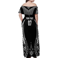 2025 Rugby Championship New Zealand Custom Family Matching Off Shoulder Maxi Dress and Hawaiian Shirt Poutama Motifs - Polynesian Pride