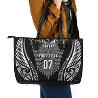 2025 Rugby Championship New Zealand Custom Leather Tote Bag Poutama Motifs - Polynesian Pride