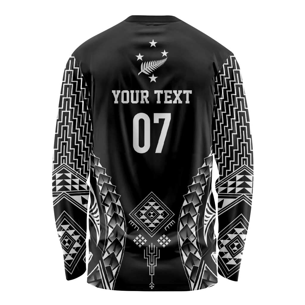 2025 Rugby Championship New Zealand Custom Long Sleeve Shirt Poutama Motifs - Polynesian Pride