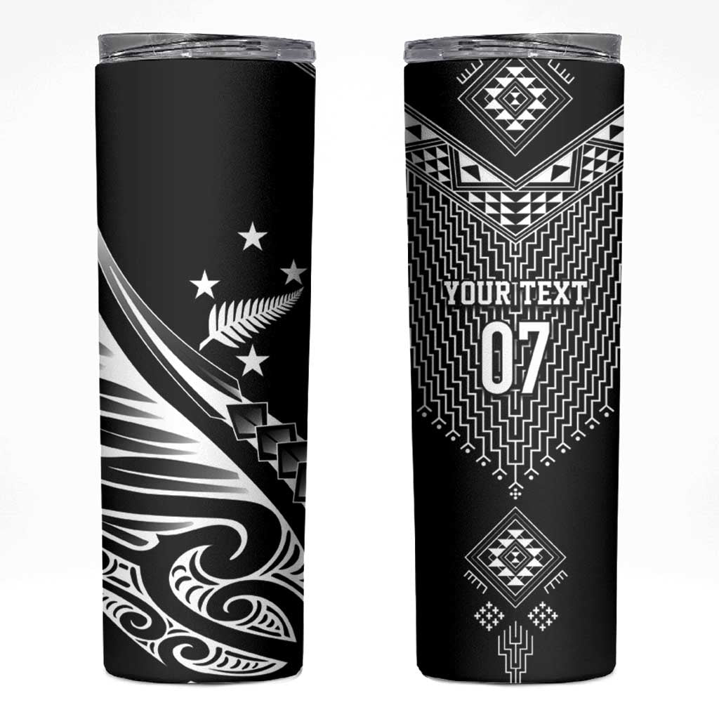 2025 Rugby Championship New Zealand Custom Skinny Tumbler Poutama Motifs - Polynesian Pride