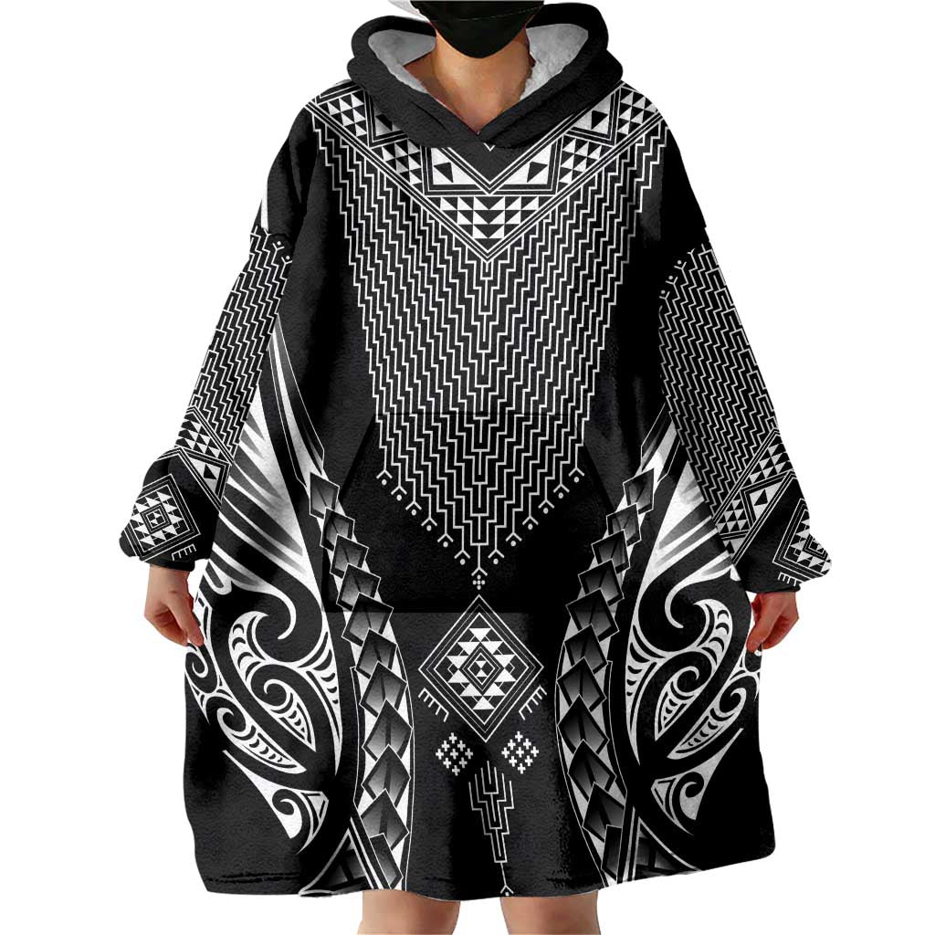 2025 Rugby Championship New Zealand Custom Wearable Blanket Hoodie Poutama Motifs - Polynesian Pride