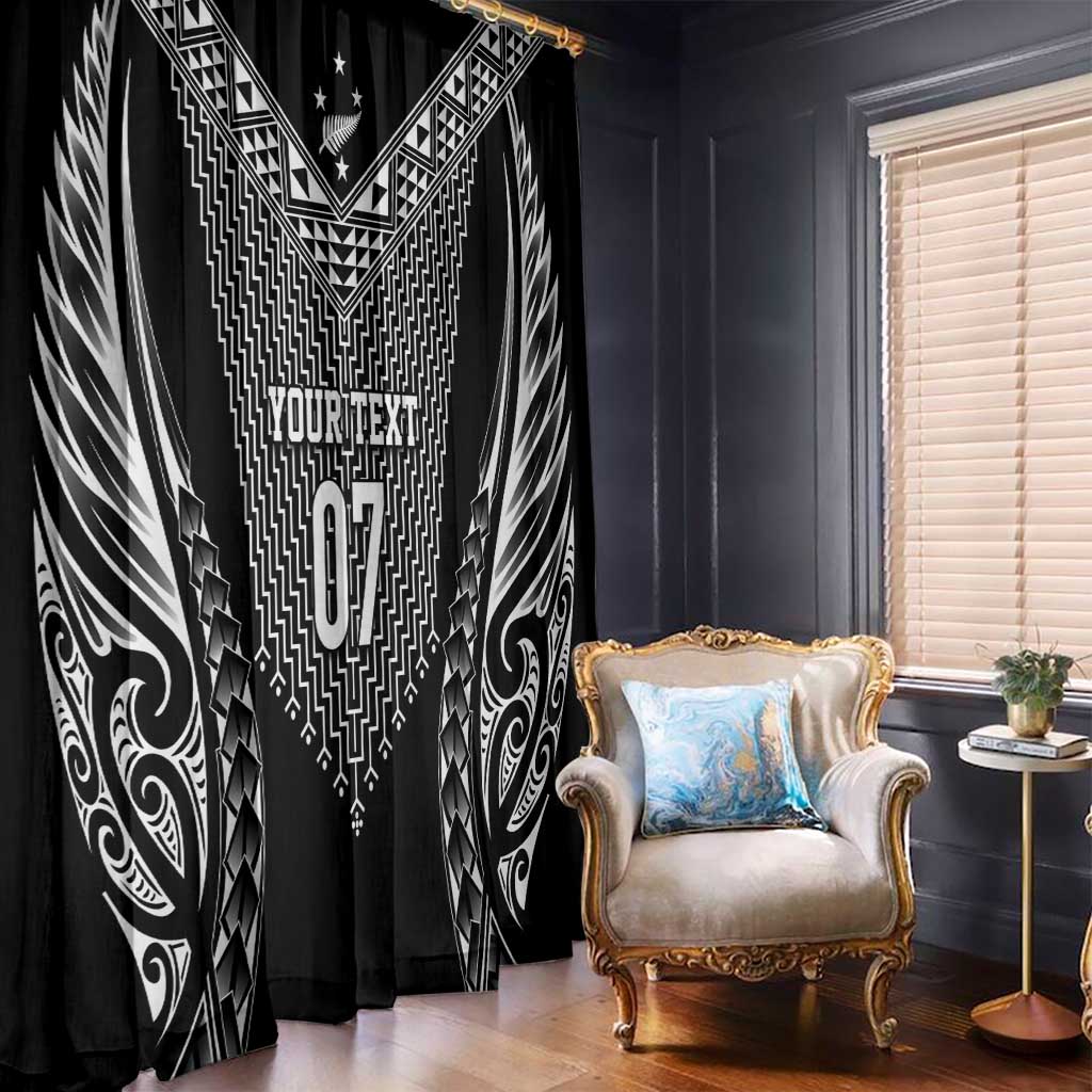 2025 Rugby Championship New Zealand Custom Window Curtain Poutama Motifs - Polynesian Pride