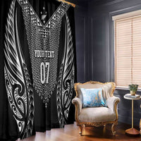 2025 Rugby Championship New Zealand Custom Window Curtain Poutama Motifs - Polynesian Pride