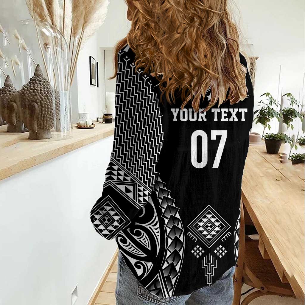 2025 Rugby Championship New Zealand Custom Women Casual Shirt Poutama Motifs - Polynesian Pride