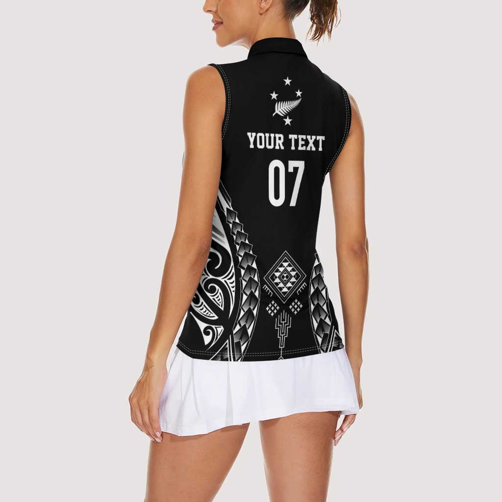 2025 Rugby Championship New Zealand Custom Women Sleeveless Polo Shirt Poutama Motifs - Polynesian Pride