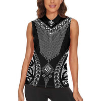 2025 Rugby Championship New Zealand Custom Women Sleeveless Polo Shirt Poutama Motifs - Polynesian Pride