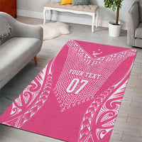 2025 Rugby Championship New Zealand Custom Area Rug Poutama Motifs - Pink Out - Polynesian Pride