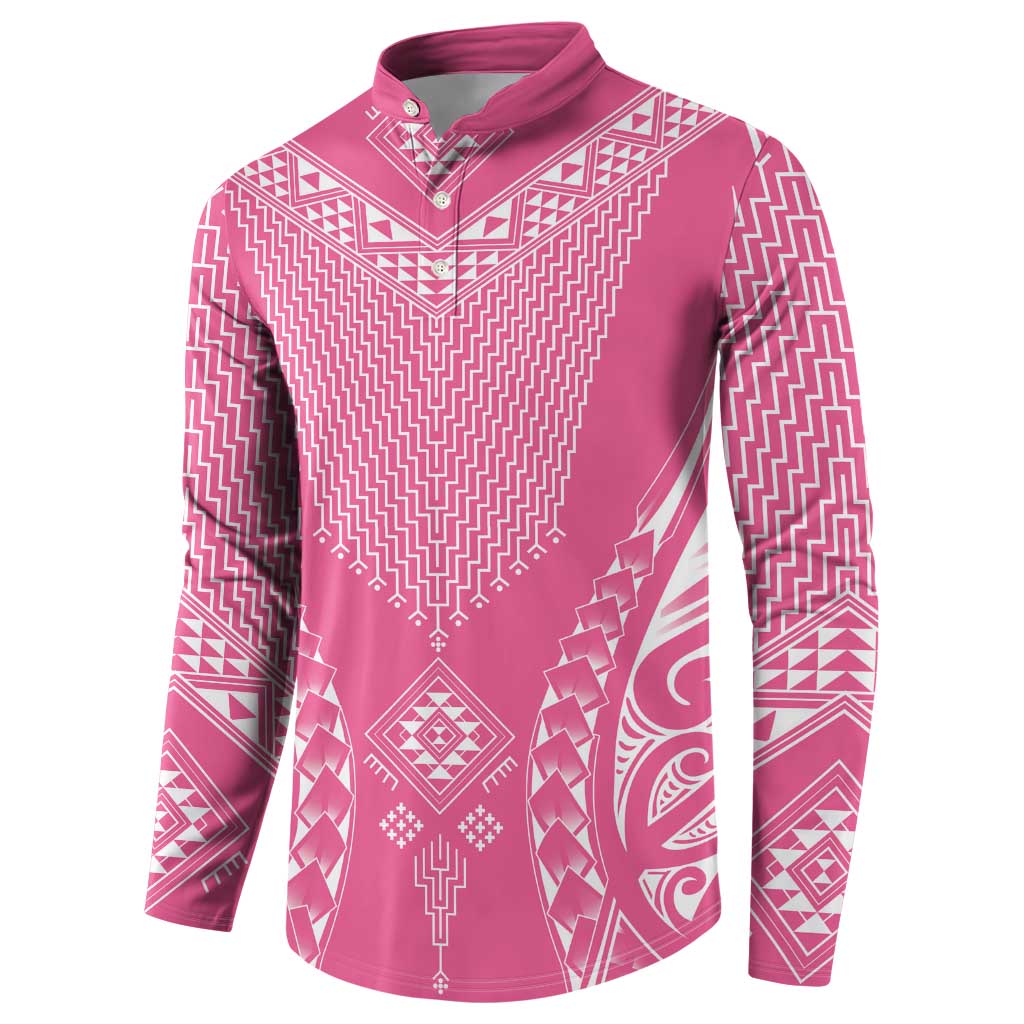 2025 Rugby Championship New Zealand Custom Button Sweatshirt Poutama Motifs - Pink Out - Polynesian Pride