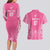 2025 Rugby Championship New Zealand Custom Couples Matching Long Sleeve Bodycon Dress and Hawaiian Shirt Poutama Motifs - Pink Out - Polynesian Pride