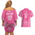 2025 Rugby Championship New Zealand Custom Couples Matching Off Shoulder Short Dress and Hawaiian Shirt Poutama Motifs - Pink Out - Polynesian Pride
