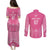 2025 Rugby Championship New Zealand Custom Couples Matching Puletasi and Long Sleeve Button Shirt Poutama Motifs - Pink Out - Polynesian Pride