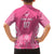 2025 Rugby Championship New Zealand Custom Family Matching Off The Shoulder Long Sleeve Dress and Hawaiian Shirt Poutama Motifs - Pink Out - Polynesian Pride