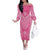 2025 Rugby Championship New Zealand Custom Family Matching Off The Shoulder Long Sleeve Dress and Hawaiian Shirt Poutama Motifs - Pink Out - Polynesian Pride