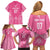2025 Rugby Championship New Zealand Custom Family Matching Off Shoulder Short Dress and Hawaiian Shirt Poutama Motifs - Pink Out - Polynesian Pride