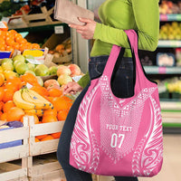 2025 Rugby Championship New Zealand Custom Grocery Bag Poutama Motifs - Pink Out - Polynesian Pride