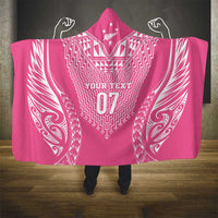 2025 Rugby Championship New Zealand Custom Hooded Blanket Poutama Motifs - Pink Out - Polynesian Pride