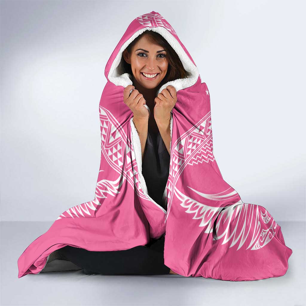 2025 Rugby Championship New Zealand Custom Hooded Blanket Poutama Motifs - Pink Out - Polynesian Pride