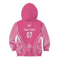 2025 Rugby Championship New Zealand Custom Kid Hoodie Poutama Motifs - Pink Out - Polynesian Pride