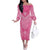 2025 Rugby Championship New Zealand Custom Off The Shoulder Long Sleeve Dress Poutama Motifs - Pink Out - Polynesian Pride
