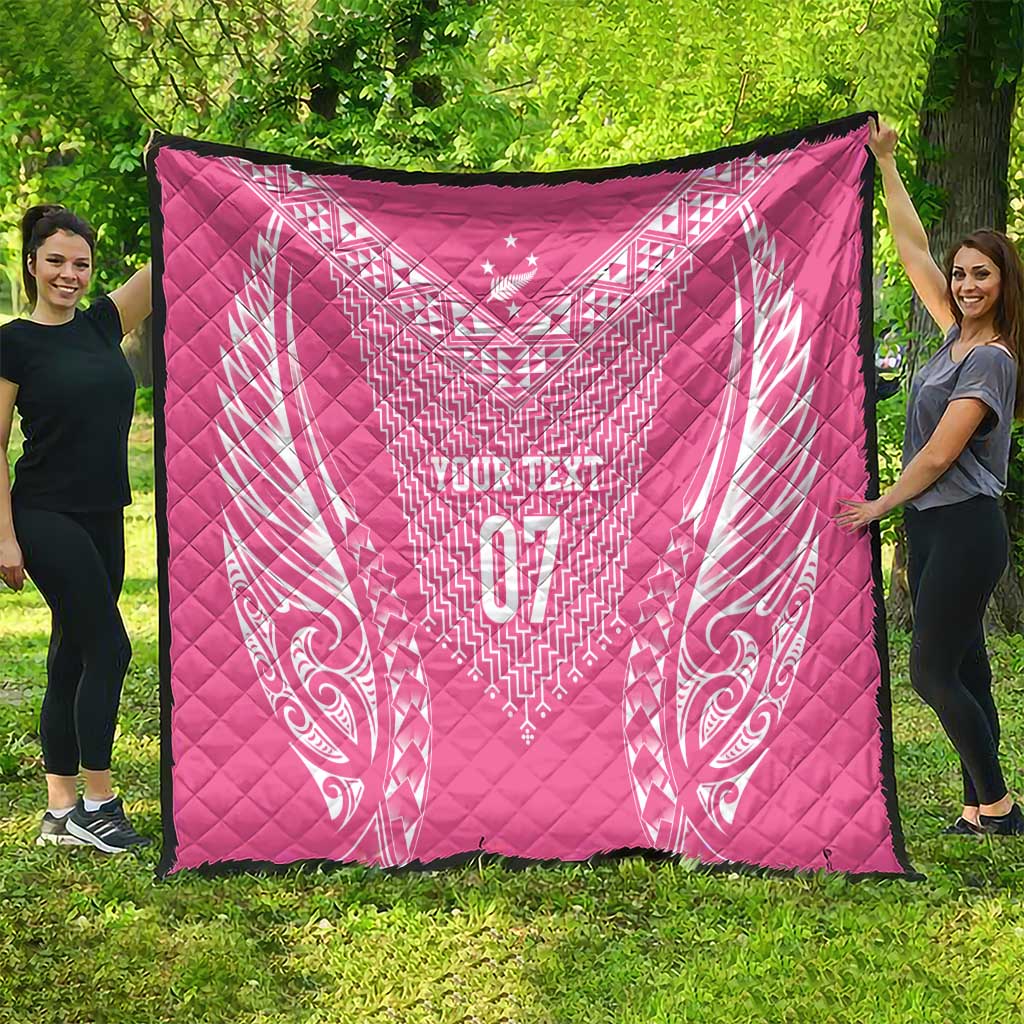 2025 Rugby Championship New Zealand Custom Quilt Poutama Motifs - Pink Out - Polynesian Pride