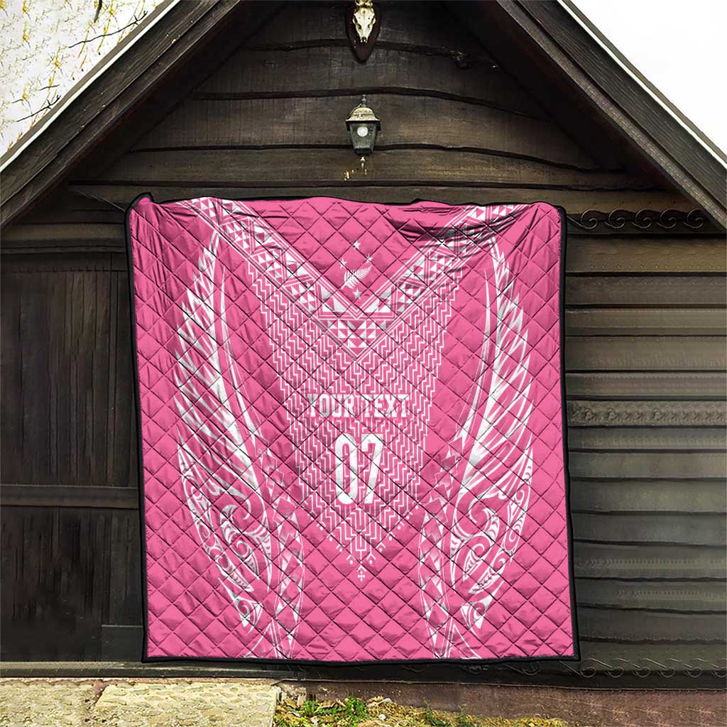 2025 Rugby Championship New Zealand Custom Quilt Poutama Motifs - Pink Out - Polynesian Pride