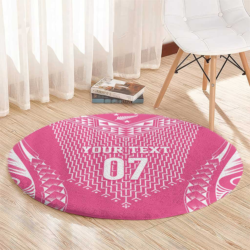 2025 Rugby Championship New Zealand Custom Round Carpet Poutama Motifs - Pink Out - Polynesian Pride