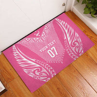 2025 Rugby Championship New Zealand Custom Rubber Doormat Poutama Motifs - Pink Out - Polynesian Pride