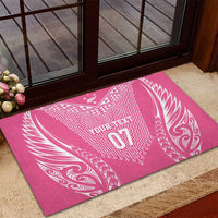 2025 Rugby Championship New Zealand Custom Rubber Doormat Poutama Motifs - Pink Out - Polynesian Pride