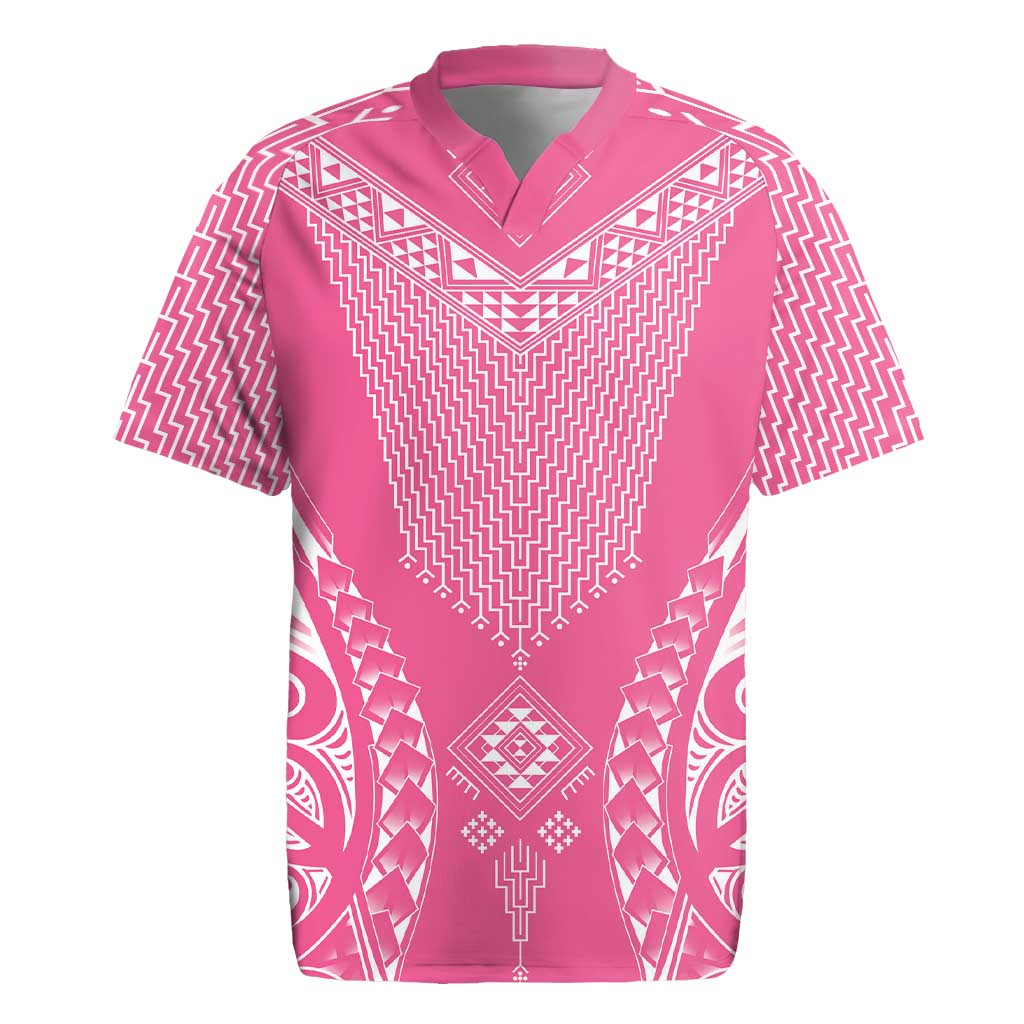 2025 Rugby Championship New Zealand Custom Rugby Jersey Poutama Motifs - Pink Out - Polynesian Pride