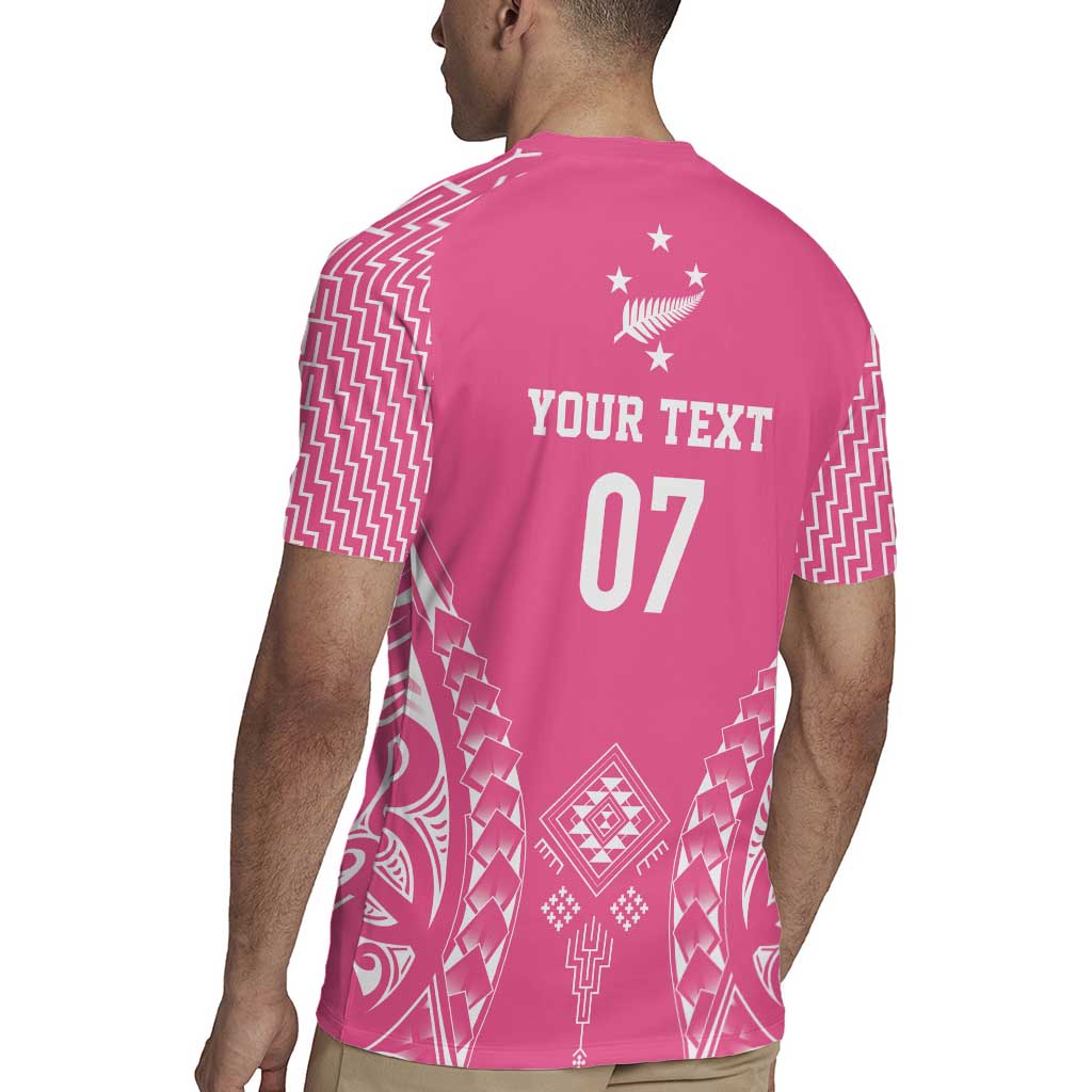 2025 Rugby Championship New Zealand Custom Rugby Jersey Poutama Motifs - Pink Out - Polynesian Pride