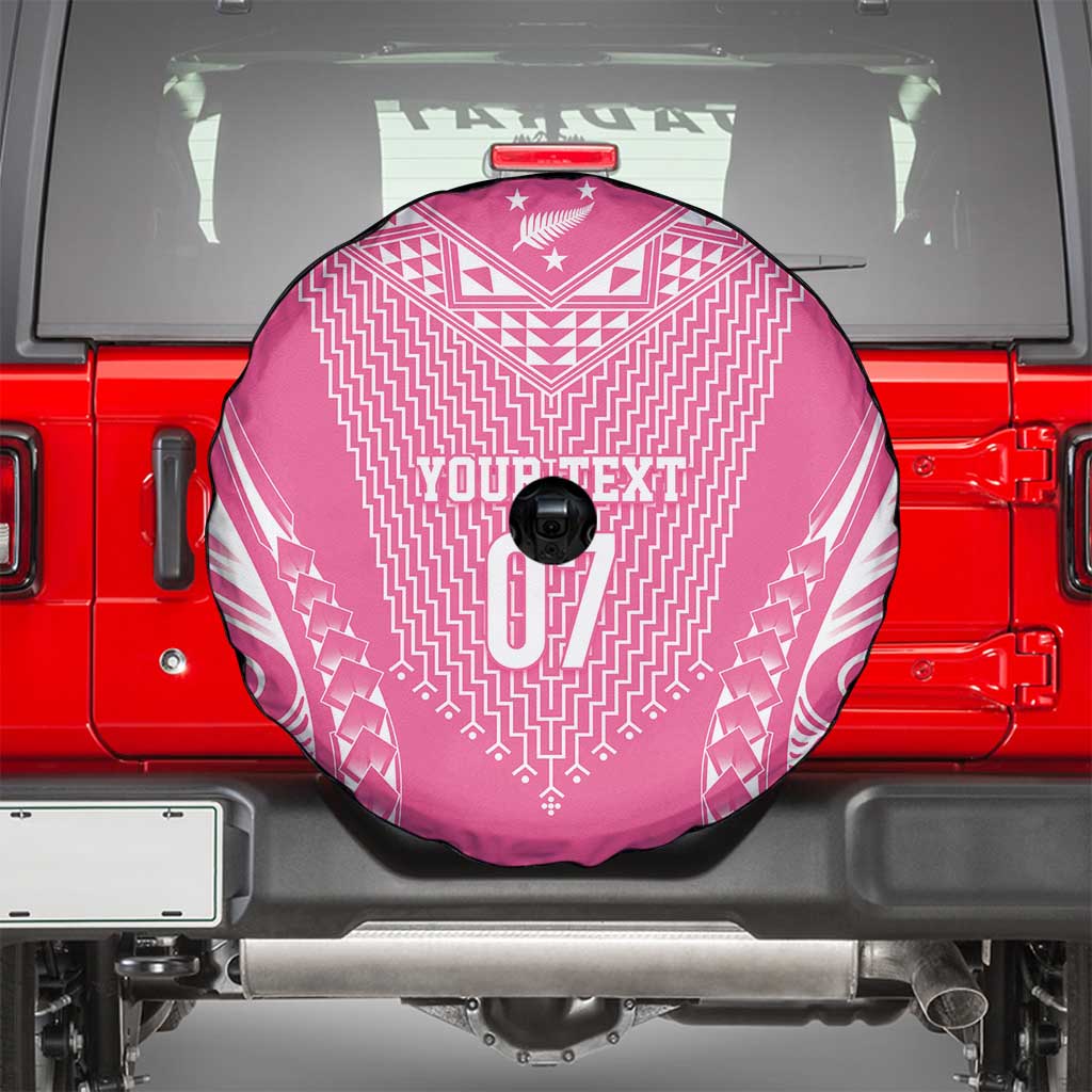 2025 Rugby Championship New Zealand Custom Spare Tire Cover Poutama Motifs - Pink Out - Polynesian Pride