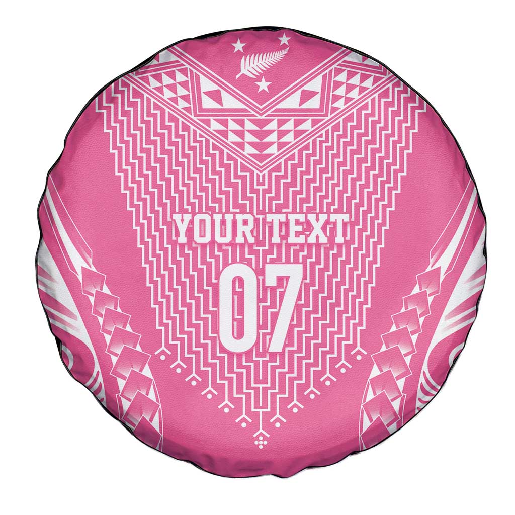 2025 Rugby Championship New Zealand Custom Spare Tire Cover Poutama Motifs - Pink Out - Polynesian Pride