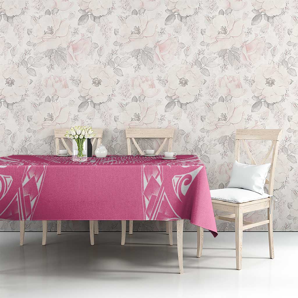 2025 Rugby Championship New Zealand Custom Tablecloth Poutama Motifs - Pink Out - Polynesian Pride