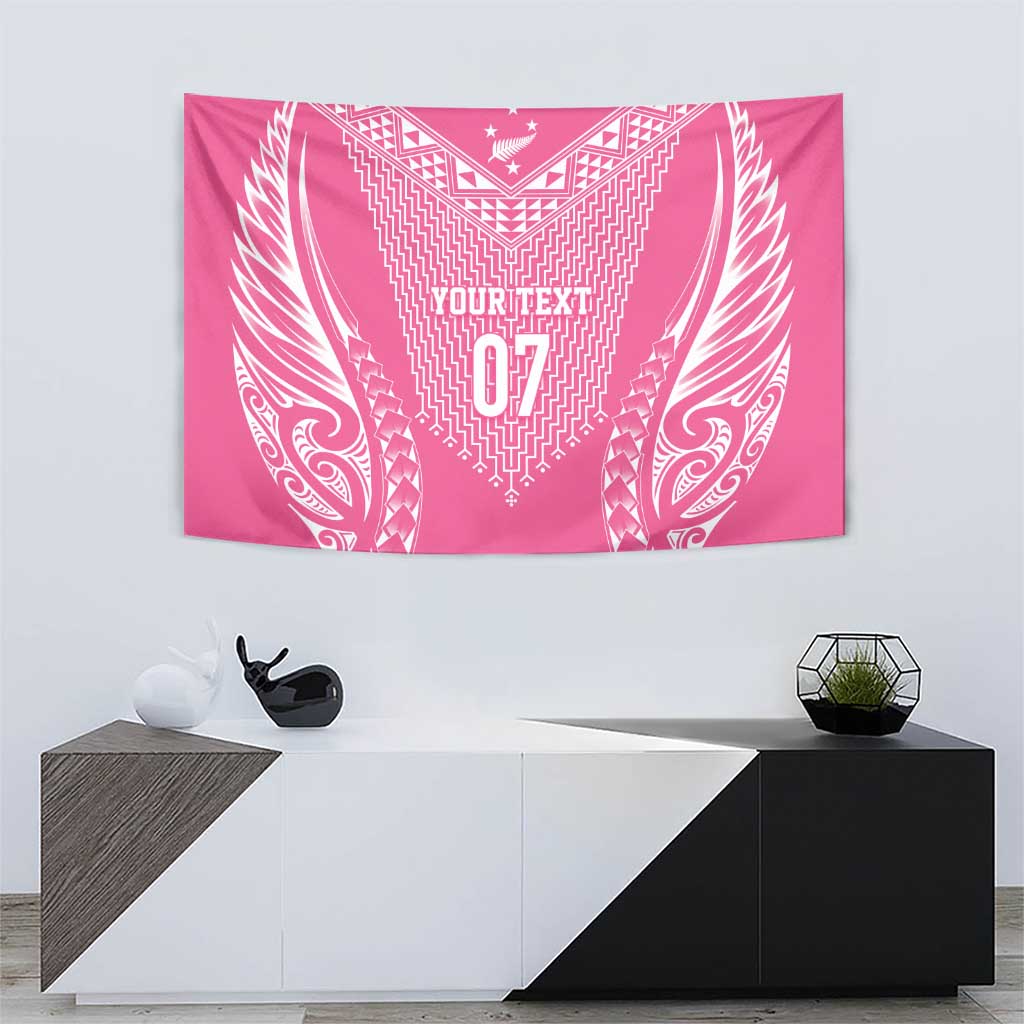 2025 Rugby Championship New Zealand Custom Tapestry Poutama Motifs - Pink Out - Polynesian Pride