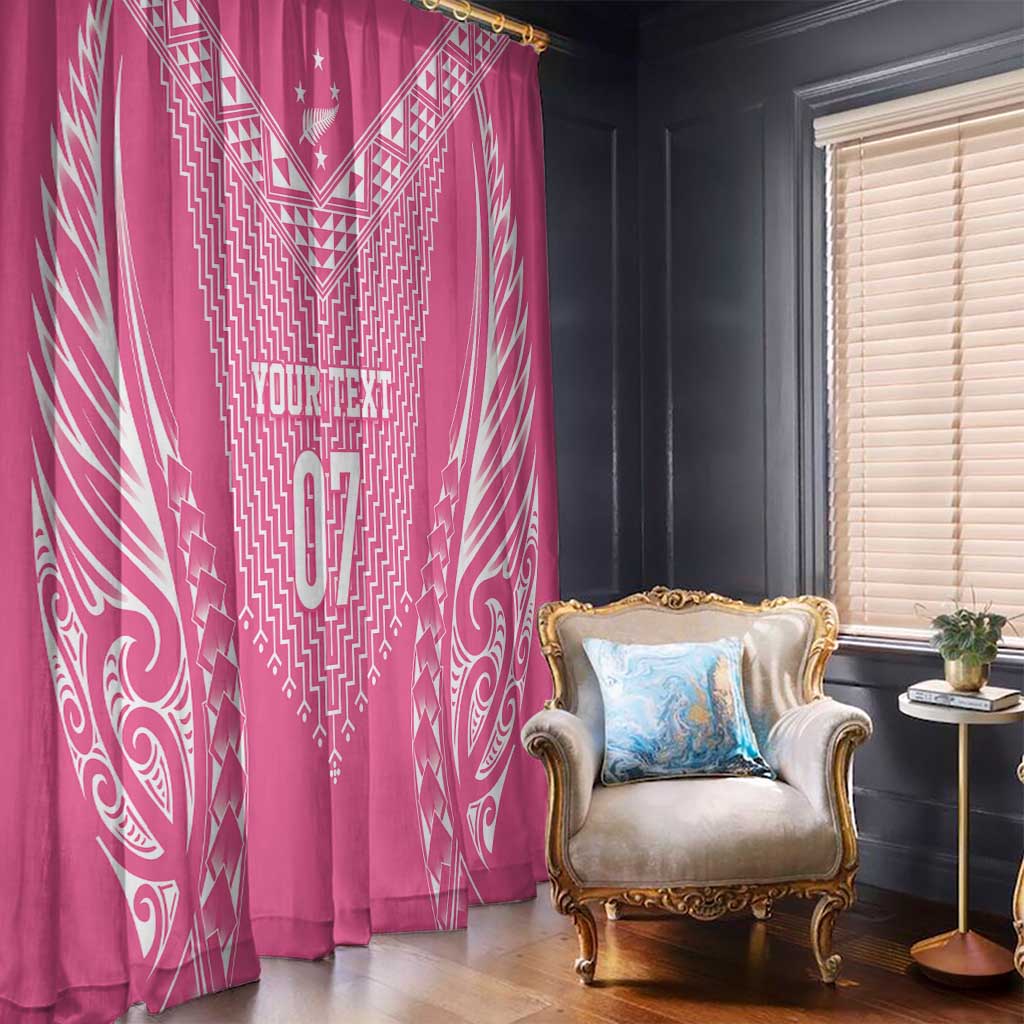 2025 Rugby Championship New Zealand Custom Window Curtain Poutama Motifs - Pink Out - Polynesian Pride
