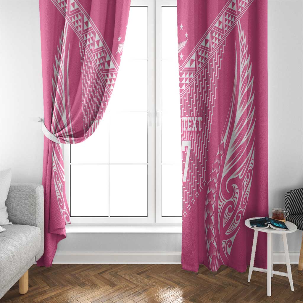 2025 Rugby Championship New Zealand Custom Window Curtain Poutama Motifs - Pink Out - Polynesian Pride