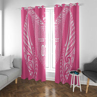 2025 Rugby Championship New Zealand Custom Window Curtain Poutama Motifs - Pink Out - Polynesian Pride